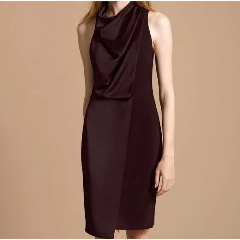 Halston Heritage Cowl Drape Dress Syrah Color